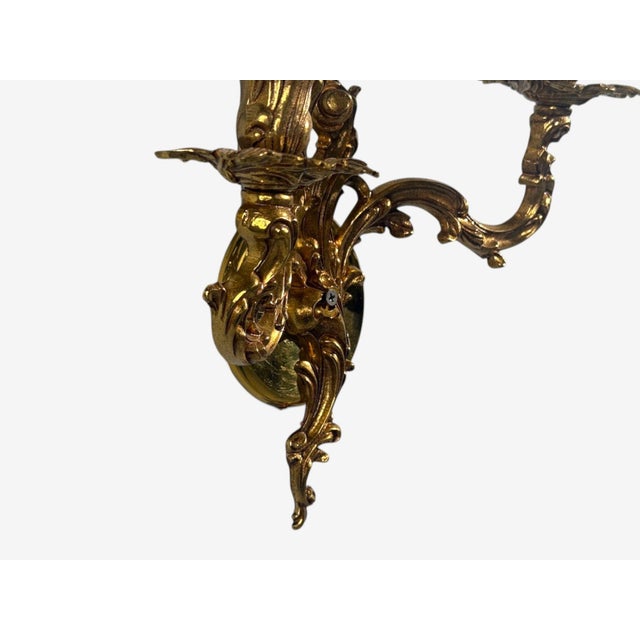 Late 20th Century Louis XV Rococo, Candle Holder Sconces, Bronze, Plastic, France For Sale In New York - Image 6 of 10
