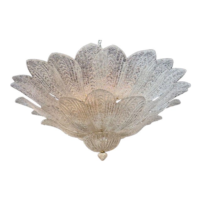 Murano Glass Two Tiered Flush Mount Chandelier For Sale