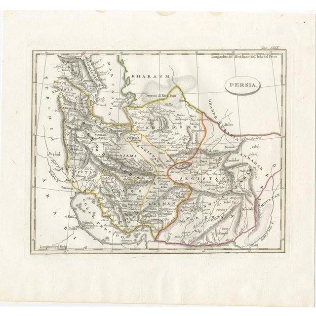 Antique Italian Map of Middle East with Khorasan and the Gulf, 1820s For Sale - Image 3 of 12