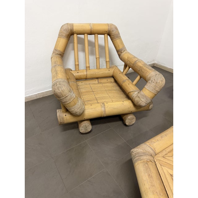 Wood Bamboo Sofas, Armchairs and Coffee Table, 1970, Set of 4 For Sale - Image 7 of 11