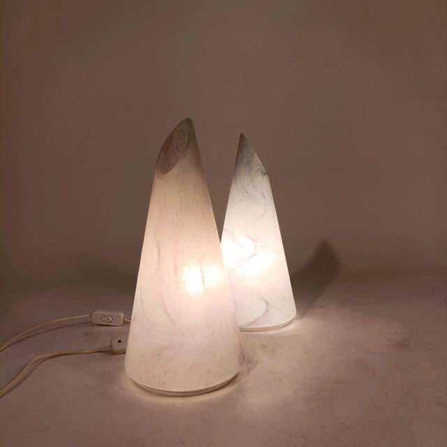 Italian Murano Glass Table Lamps in the style of Vistosi Murano, 1980s, Set of 2 For Sale - Image 9 of 12