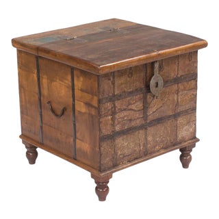 Indian Teak Square Box For Sale