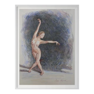 "The Dancer" Original Impressionistic Nude Figure Watercolor Watercolor Pencils Colored Pencils on Paper Painting Art by Anna Novick For Sale