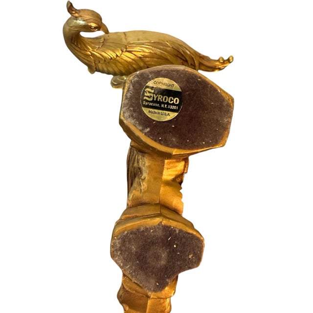 Syroco Vintage Syroco Gold Peacock Pair | Hollywood Regency Mid-Century For Sale - Image 4 of 4