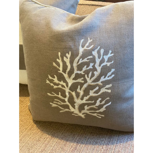 Ryan Studio Linen Taupe Striped and Coral Pillow- Set of 3 For Sale - Image 6 of 8