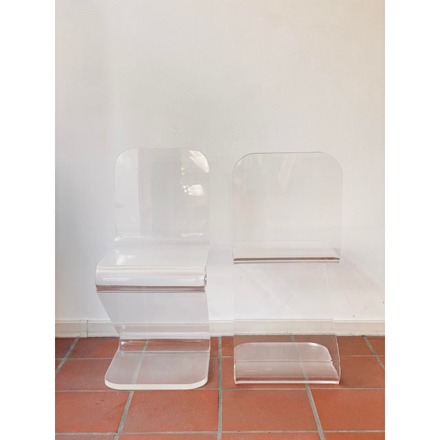 Acrylic Glass Zig Zag Chairs, Set of 2 For Sale - Image 6 of 18