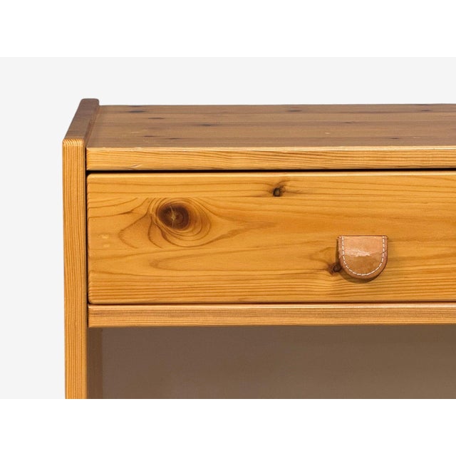 Brown Swedish Modern, Nightstands, Pine, Leather, Sweden, 1970s For Sale - Image 8 of 13
