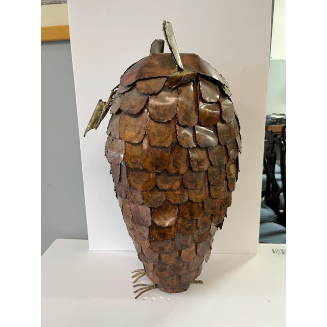 Metal Late 20th Century Copper and Brass Owl Sculpture For Sale - Image 7 of 10