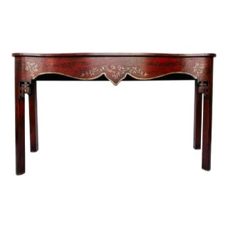 Red Crackle Lacquer Chinese Chippendale Console Table by Minton-Spidell For Sale