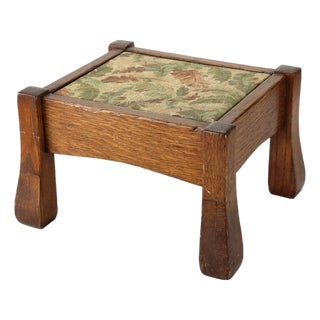 Antique Stickley School Oak Flared Leg Footstool C1920 For Sale
