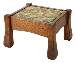 Antique Stickley School Oak Flared Leg Footstool C1920