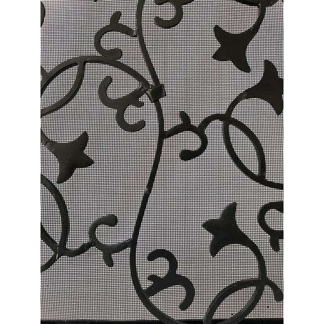 Black Vintage Botanical Ivy Scroll Design Blackened Steel Fireplace Screen For Sale - Image 8 of 11