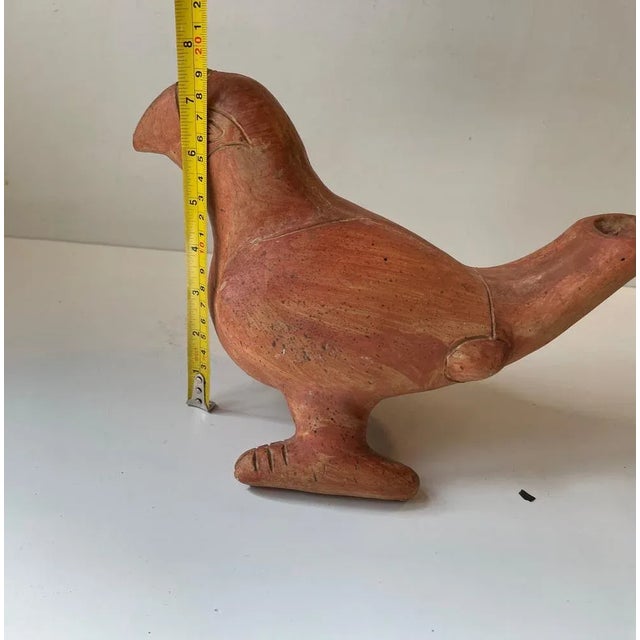 Red Sculptural Mexican Aztec Terracotta Parrot Vase, 1970s For Sale - Image 8 of 11