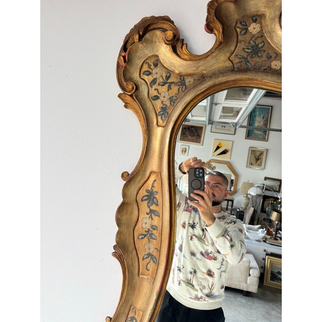 Gold 1960’s Italian Hollywood Regency Carved Wood Gilt Wall Mirror For Sale - Image 8 of 12