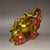 Red Vintage Cloisonné Elephant Statue With Golden Apples, Birds, and Floral Motifs For Sale - Image 8 of 9