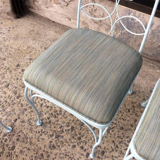 Mid Century High Back Wrought Iron Patio Garden Dining Chair Set
