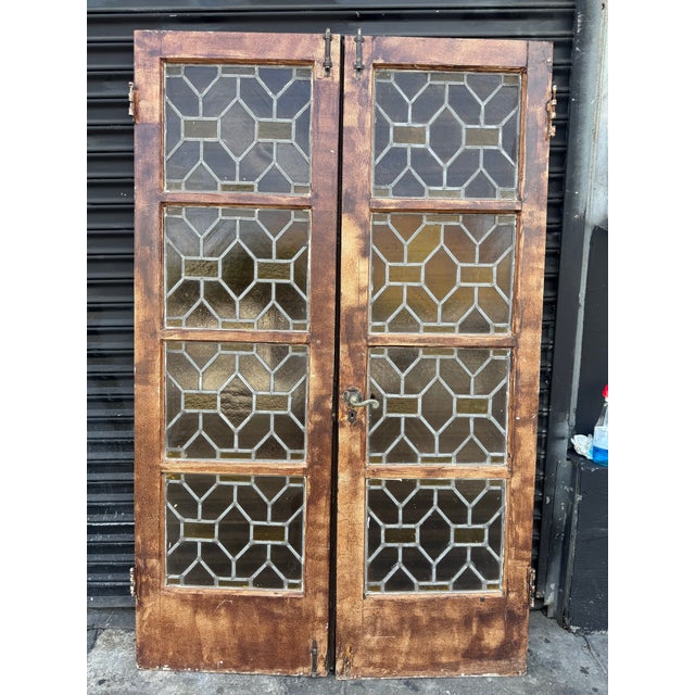 1920's Spanish Revival Stained Glass French Doors For Sale - Image 11 of 12