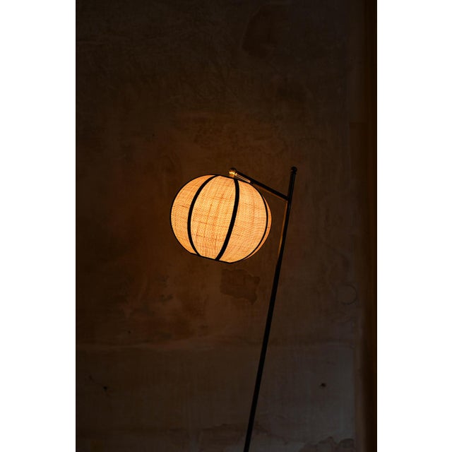Lanterna Floor Lamps with Iron Frame and Spherical Fabric Lampshade, Set of 2 For Sale - Image 5 of 12
