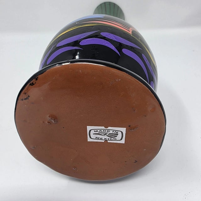 Vintage Mexican Talavera Pottery Hand Painted Vase For Sale In Dallas - Image 6 of 8