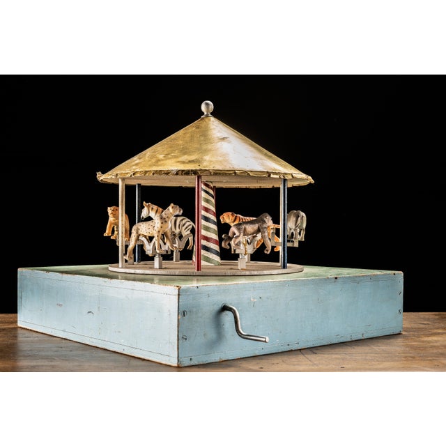 Early 20th Century Hand-Crank Mechanical Carousel Toy For Sale In Chicago - Image 6 of 9