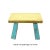 Raw Wood Top Finish Blue Legs Rectangular Short Stool Table For Sale In San Francisco - Image 6 of 7
