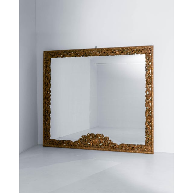 1900s Italian Monumental Carved Giltwood Mirror For Sale - Image 16 of 18