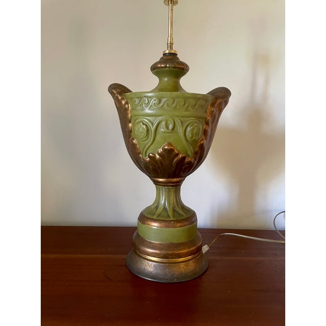 Olive Large Bronze-Green Ceramic Lamp, 1950s For Sale - Image 8 of 18
