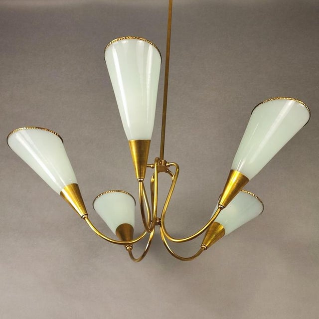 Pendant Light in Brass and Murano Glass, 1950s For Sale - Image 11 of 13