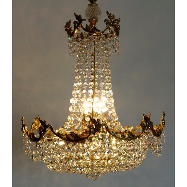 Brass Lead and Crystal Chandelier from Palwa, 1970s For Sale - Image 10 of 15