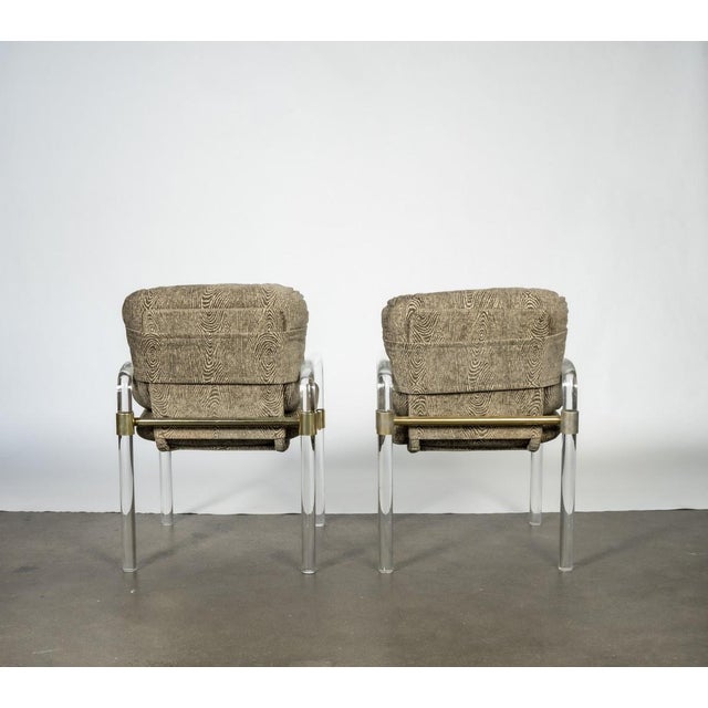 Taupe Late 19th Century Pair of Lucite and Metal Lounge Chairs For Sale - Image 8 of 12