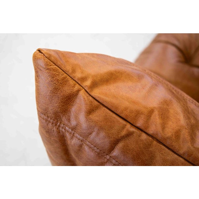 Vintage Two-Seater Togo Sofa with Arms in Brown Pine Leather by Michel Ducaroy for Ligne Roset, 1970s For Sale - Image 18 of 18