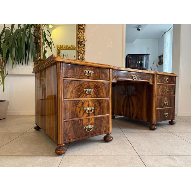 Large Biedermeier Desk with Leather For Sale - Image 4 of 18