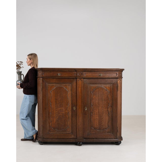 Early 19th Century Early 19th Century France Rich Walnut Brown Carved Walnut Two-Door Buffet For Sale - Image 5 of 11