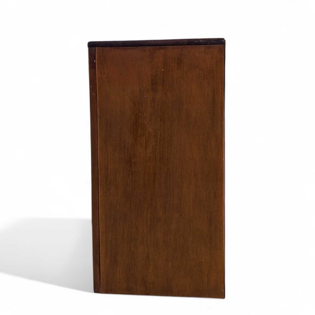 Vintage Mid-Century Walnut Six-Drawer Chest With Brass Pulls For Sale - Image 12 of 18