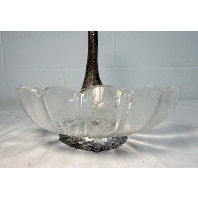 Antique 1800's Georg Roth & Co. Hanau German 800 Silver Cut Glass Swan Bowl For Sale - Image 9 of 17