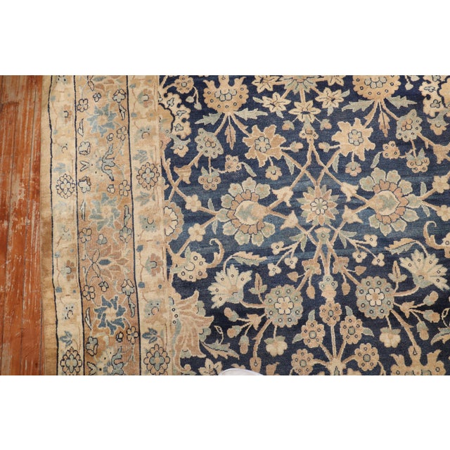 Persian Antique Zabihi Collection Blue Formal Kerman Rug - 8' x 12'11" For Sale - Image 3 of 12