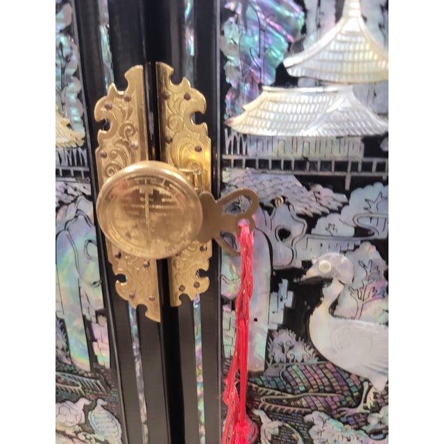 Vintage Korean Lacquer & Mother-of-Pearl Wardrobe Cabinet (Najeonchilgi) For Sale - Image 15 of 16