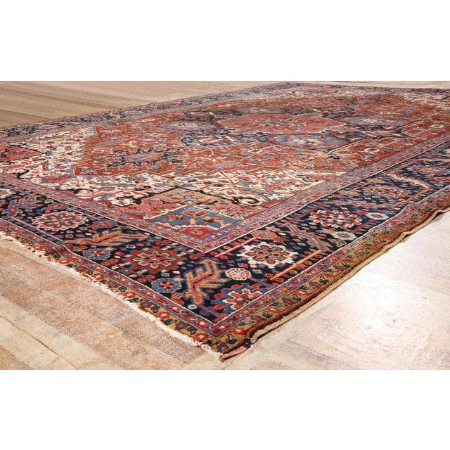 Red Antique Persian Heriz Rug, 09'10 X 13'10 For Sale - Image 8 of 10