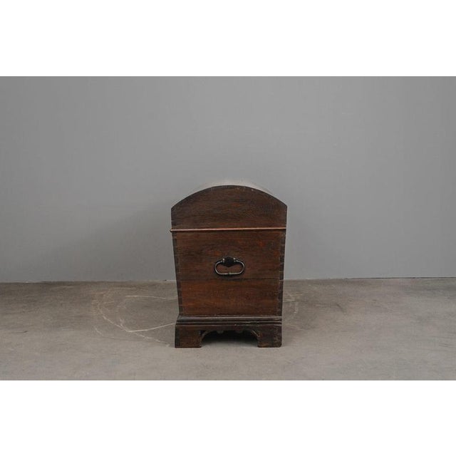 Biedermeier Round-Topped Chest in Brass, Iron and Oak For Sale - Image 6 of 18