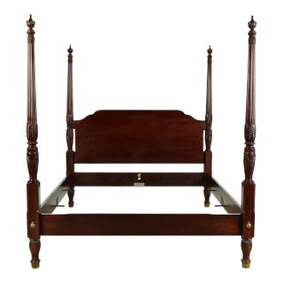 Baker Furniture Historic Charleston Collection Georgian Carved Mahogany King Size Poster Bed For Sale