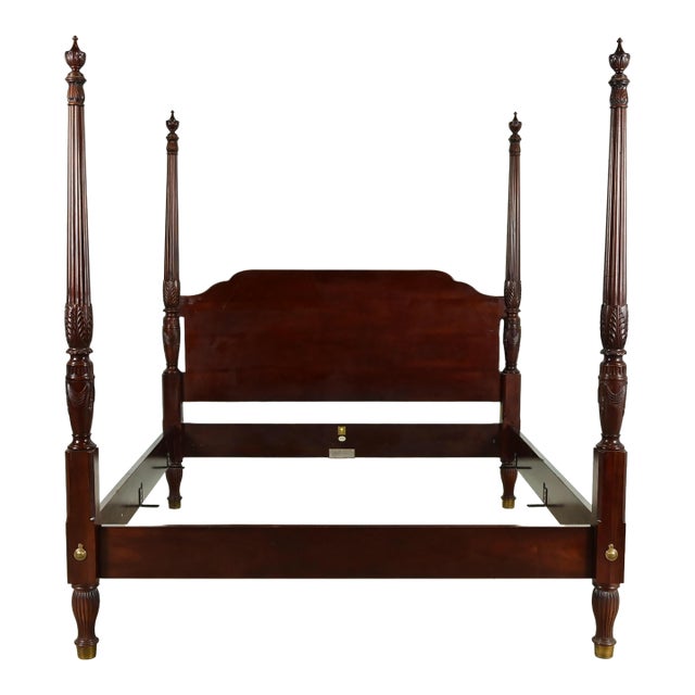 Baker Furniture Historic Charleston Collection Georgian Carved Mahogany King Size Poster Bed For Sale