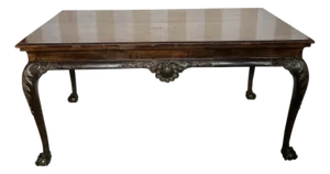 Fine 18th Century Georgian Walnut Table With Gilt Shells and Claw and Ball Feet