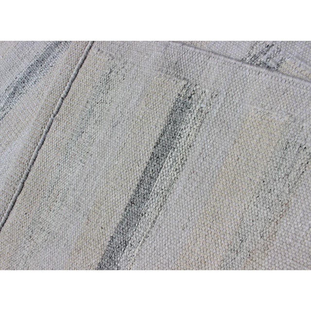 Cream Modern Minimalist Design Flat-Weave Runner Rug in Gray, Cream and Ivory For Sale - Image 8 of 9