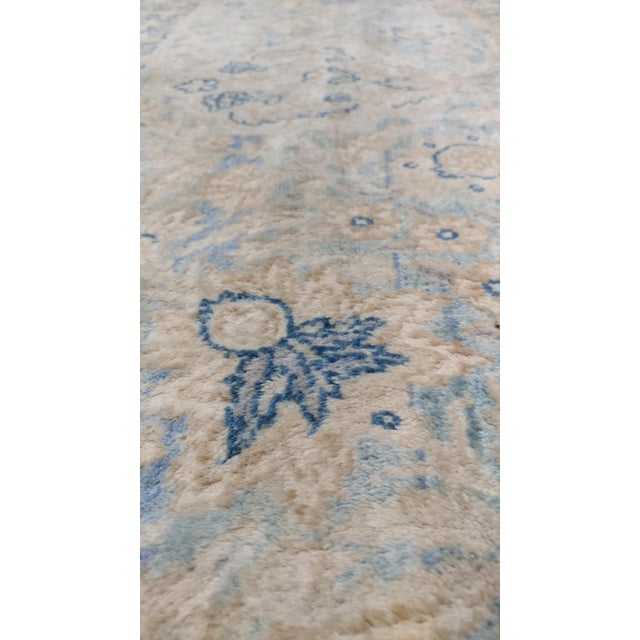 Antique Persian Lavar Kerman Oriental Carpet, Handmade Persian Rug, Ivory, Blue For Sale - Image 16 of 18