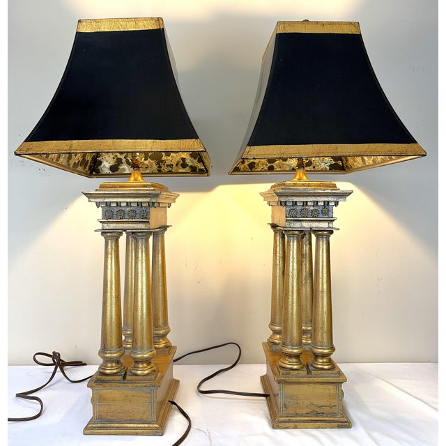 Vintage French Empire Style Bouillotte Lamps With Finials and Shades- A Pair For Sale - Image 10 of 17