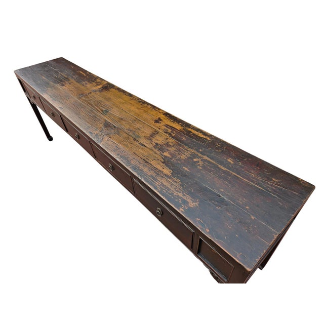 Early 19th Century 19th Century 104" Long 5 Drawer Console Table For Sale - Image 5 of 6