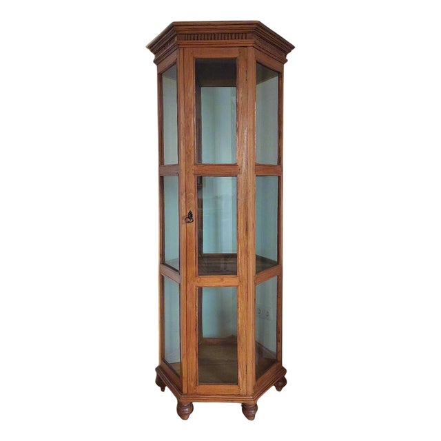 Hexagonal Display Cabinet in Teak For Sale
