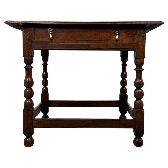 18th Century English Georgian Bobbin-Turned Oak Side Table For Sale - Image 12 of 12