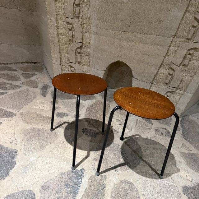 Wood Model 3170 "Dot Stools Arne Jacobsen Fritz Hansen Mid Century Modern For Sale - Image 7 of 11