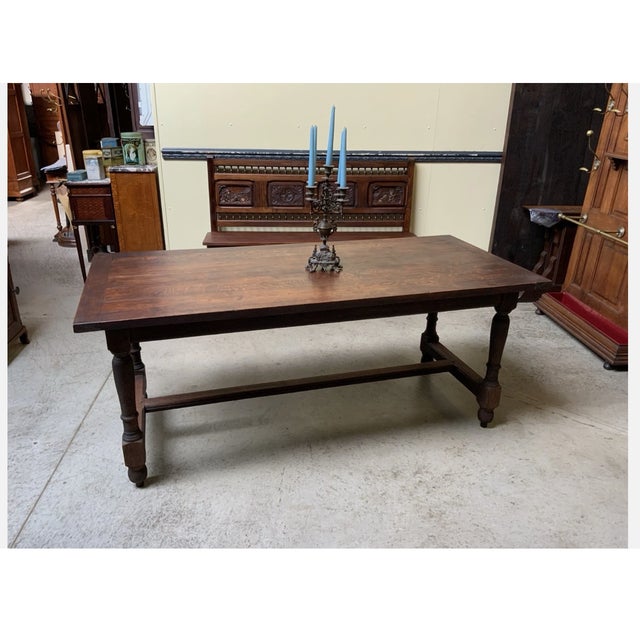 Brown Vintage Monastery Table in Wood, 1930 For Sale - Image 8 of 11